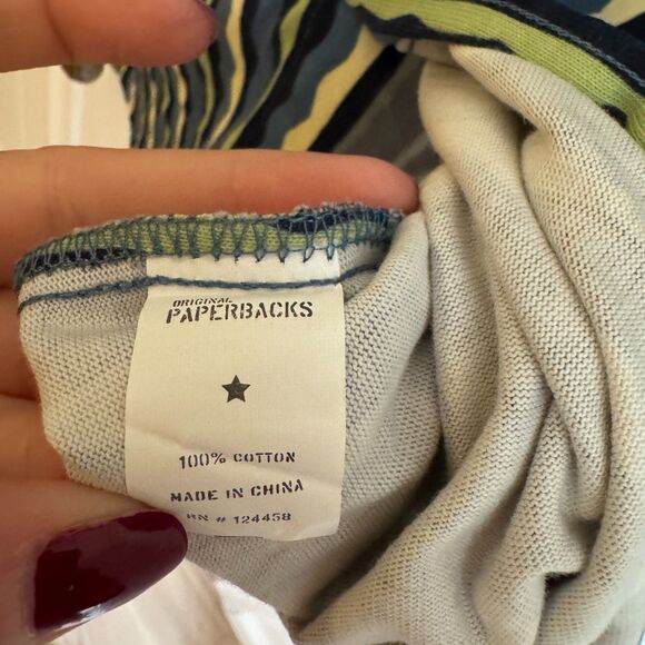 Mens Original Paperbacks Riviera Stripe Short Sleeve Button-Up Shirt Blue Large - Picture 5 of 5